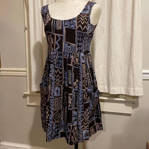 city triangles blue and black multicolor dress with pockets size small - Picture 1 of 8